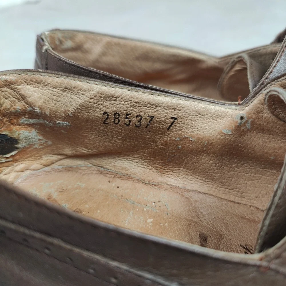 Vintage YSL Yves Saint Laurent Dress Shoes Men 7 Brown Leather Oxford Monk Strap